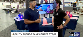Celluma's Sean McPhillips gets interviewed by CBS Las Vegas at the Be+Well Show at the Las Vegas Convention Center