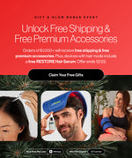 Promotional advertisement for free shipping and premium accessories on the purchase of any LED device over $1,000. Image on a red background with product images of Celluma LED light therapy devices.