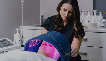 Celluma Licensed Professional providing light therapy treatment for wrinkles to patient
